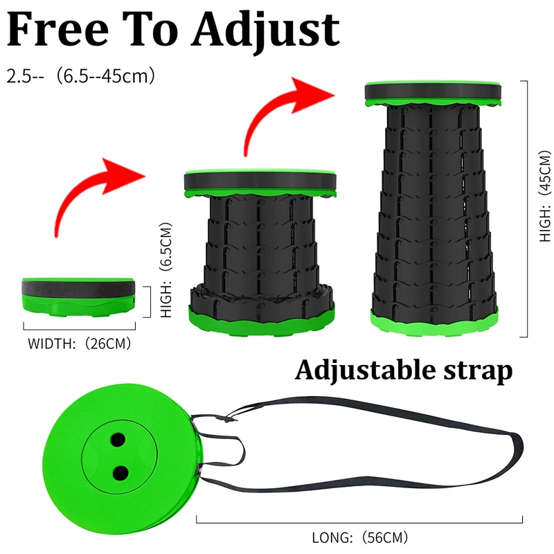  Folding Stool Portable Camping Collapsible Telescopic for Adult &