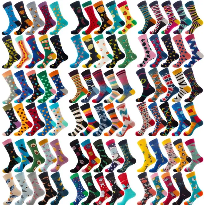 Wholesale High Quality Winter Socks Cotton Custom Jacquard Crazy  Dress Socks Colorful Festival Funny Women Crew Happy Socks Men