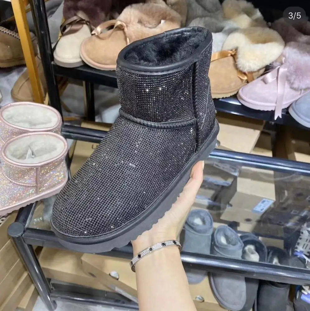 USA hot selling and high quality fashion glitter women boots sparkle ladies snow boots