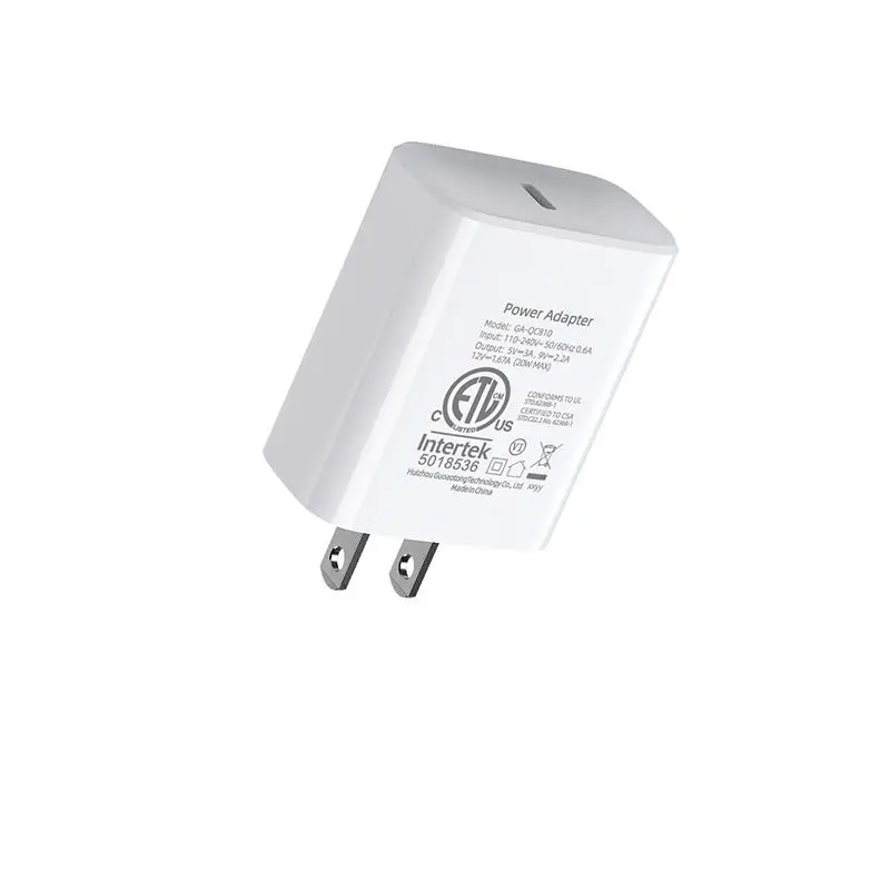 Single and dual ports optional US Plug PD20W fast charging charger ETL certification for Apple 12/13