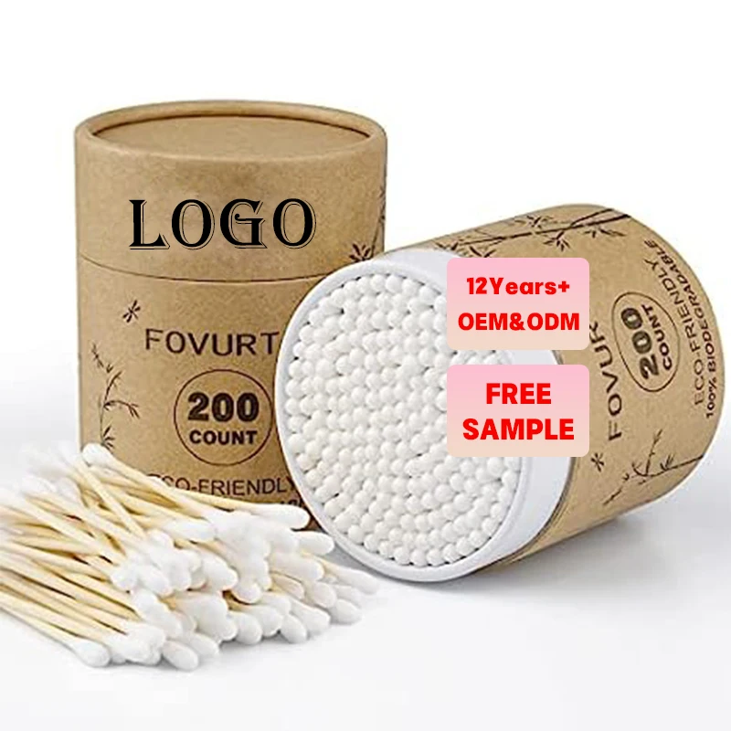 Hot Selling OEM Double-Headed Natural Eco Friendly Bamboo Makeup Cotton Buds Wooden Ear Cleaning Cotton Swab