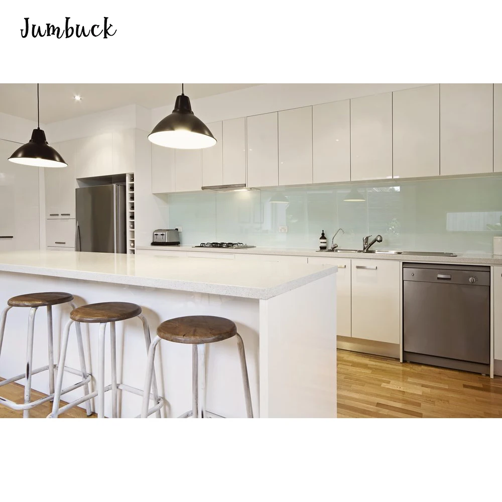 
Modern high gloss high end handless design Australia flat style white MDF painting kitchen cabinet design 