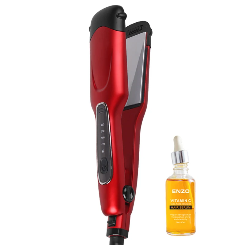 ENZO 2025 Custom LCD Display PCT Heater Ceramic Portable Corn Ironing Flat Professional Hair Straightener For Salon
