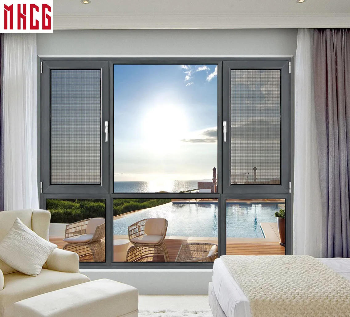 Minimalist Apartment Windows With Flyscreen Custom Thermal Break Aluminum Profile Casement Window and Door