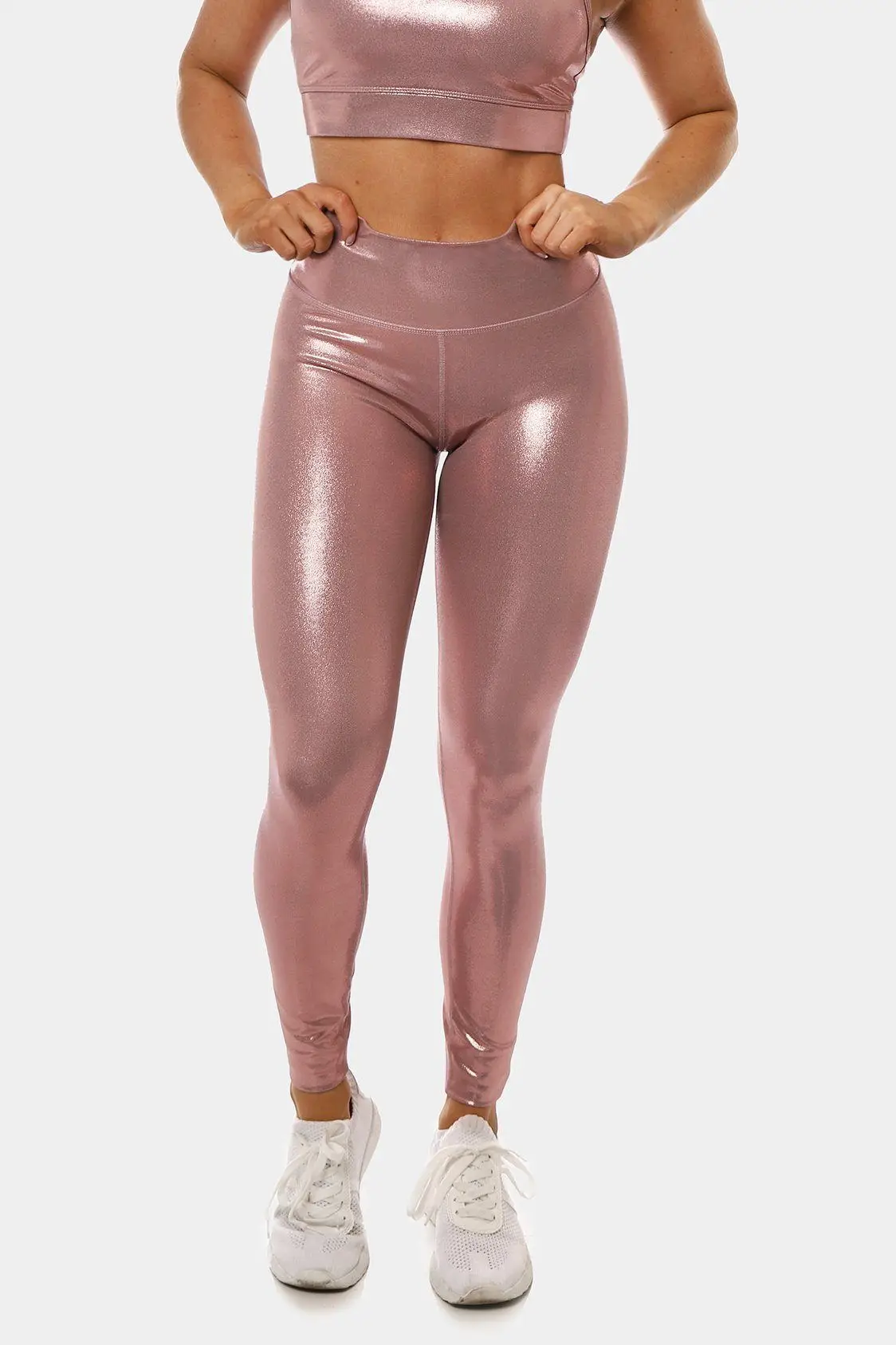 Customized Golden Shiny Pink High Waist Butt Lift Sports Leggings Push up Gym Fitness yoga pants sexy yoga pants