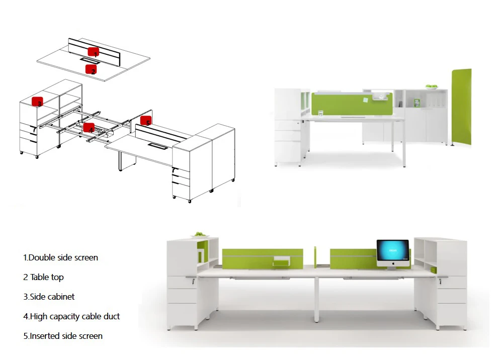 Modular Office Furniture Acoustic Workstation 2 4 6 seaters Call Center Cubicle Desk With Partition