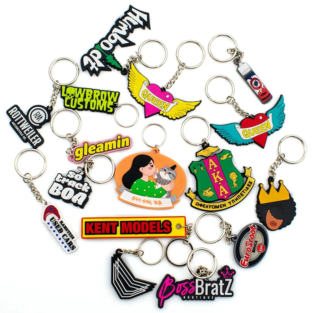 High Quality Rubber Keychain With Personalized Custom Logo key ring 2D 3D Soft PVC Rubber Key chain