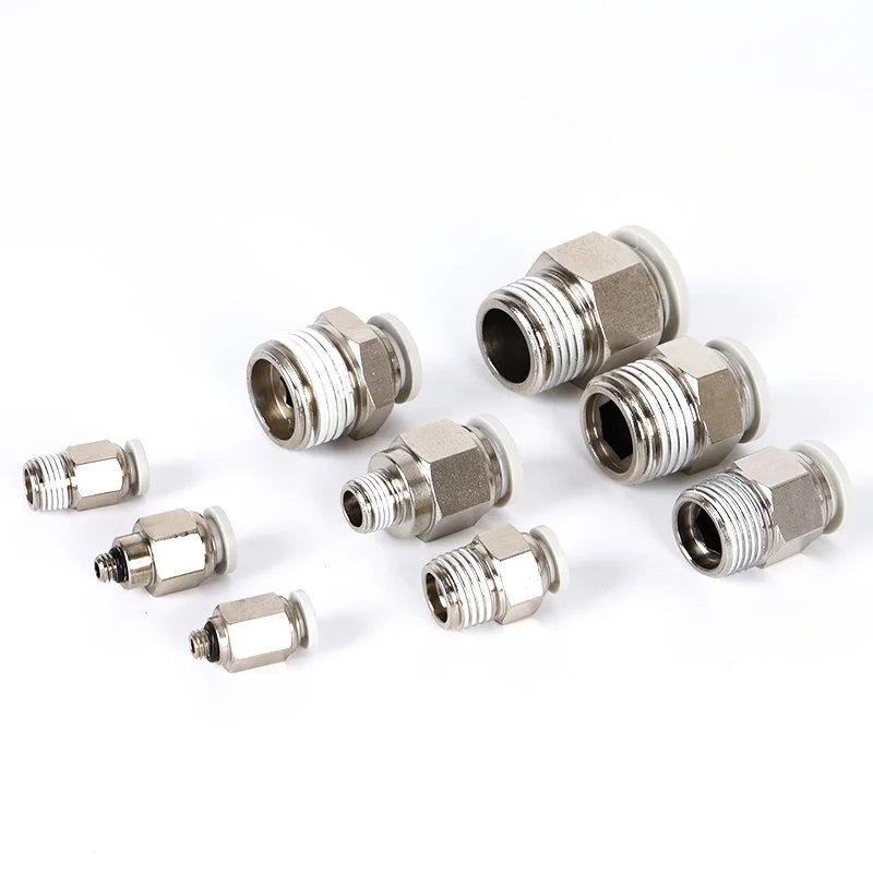 PC Straight Brass Push Fittings Male Thread 8mm BSP 1/4  One Touch Tube pneumatic connector