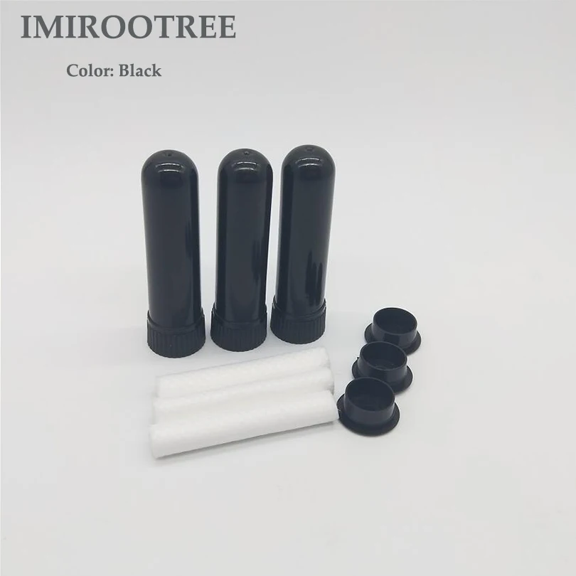 Stock Plastic Nasal Inhaler Tube Packaging Custom Printing PP DIY  White Black with Fiber Sticks 8X51MM