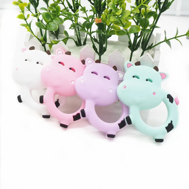 Custom Cartoon Lovely Silicone Milk Cow Teether DIY Baby animal Dummy Pacifier Sensory Funny Teething Toys