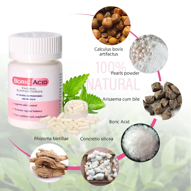 100% Pure Herbal Feminine Health Yoni Pops Boric Acid Capsules Suppositories For Women Vagina Cleaning Pills
