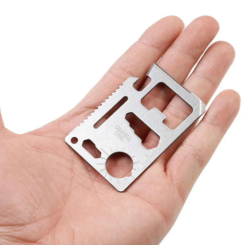 11-in-1 Mini Stainless Steel Survival Multi-Tool Card Portable Outdoor Hiking Camping Pocket Wallet Cards Multi-Function Tool