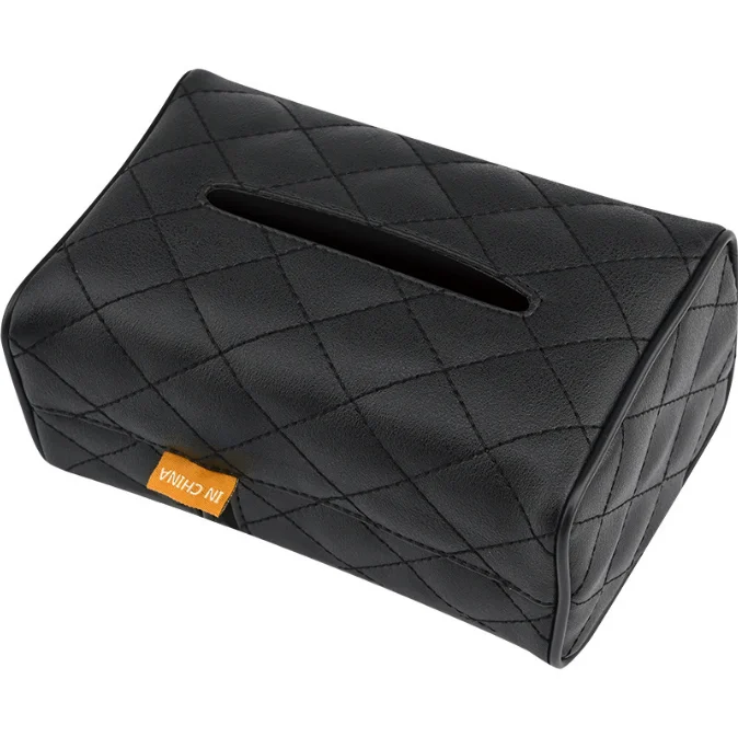 Wholesale Custom Logo Car Tissue Boxes Modern Rectangular PU Leather Armrest Napkin Holders High Quality Paper Office Car Use