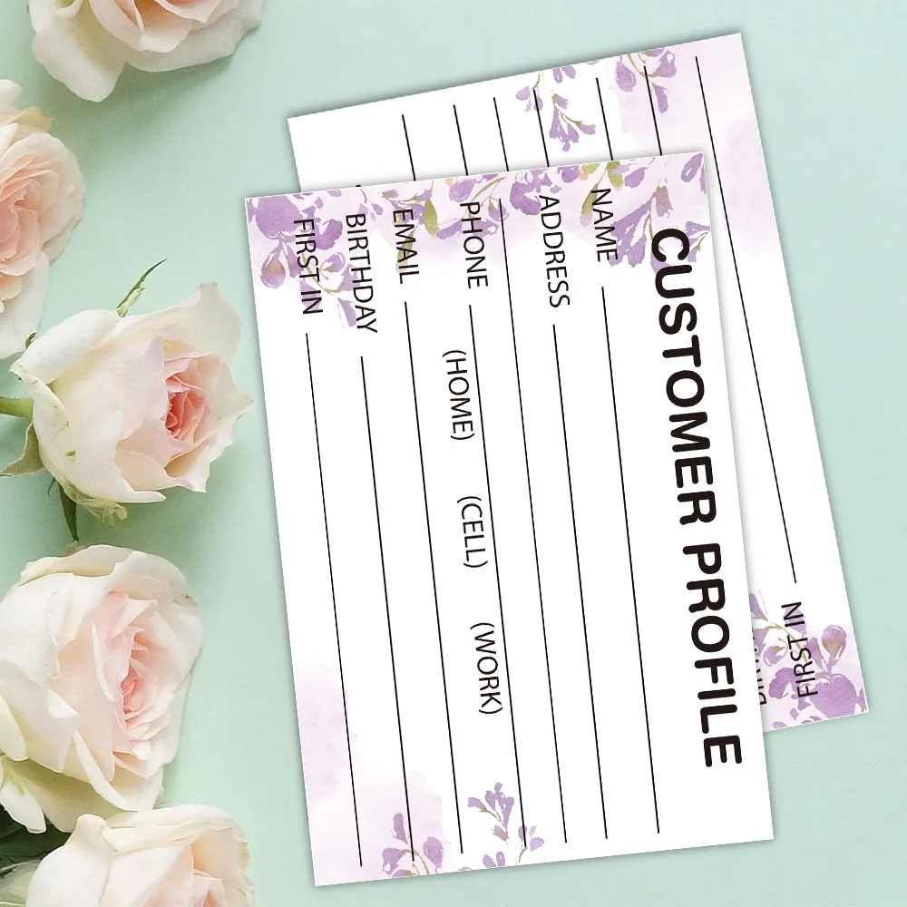 Wholesale Purple Customer Information Card Small Business Data Client Cards Client Contact Profile Record Cards