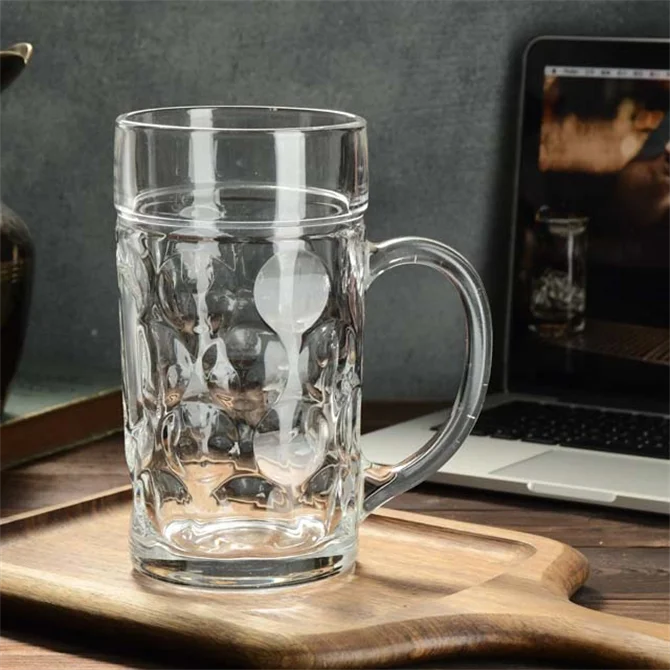 Cheap Prices Sale  Engraved Personalized Insulated Funny Dimpled Custom 1.3L Glass Beer Mugs