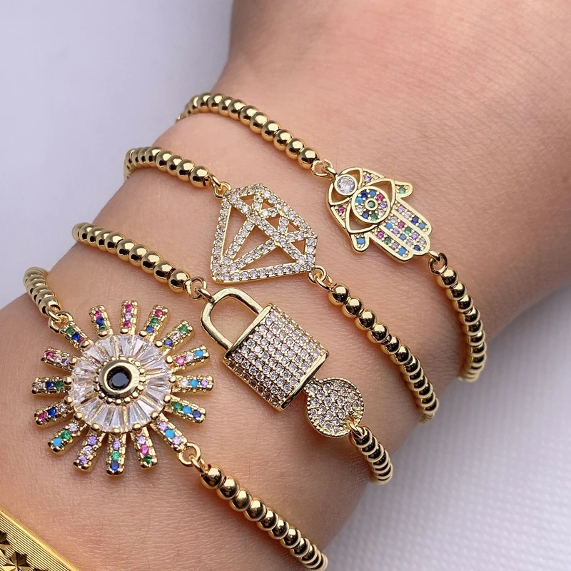 Wholesale 24K Real Gold Plated Cubic Zircon Paved Eyes Charm Connector for Jewelry Making Christmas