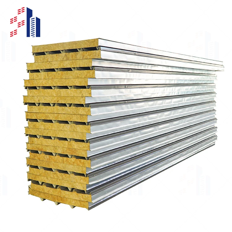 SH Traditional Roof Tile Wall And Roof Sound Insulation Cold Room Decorative Rock Wool Sandwich Panel