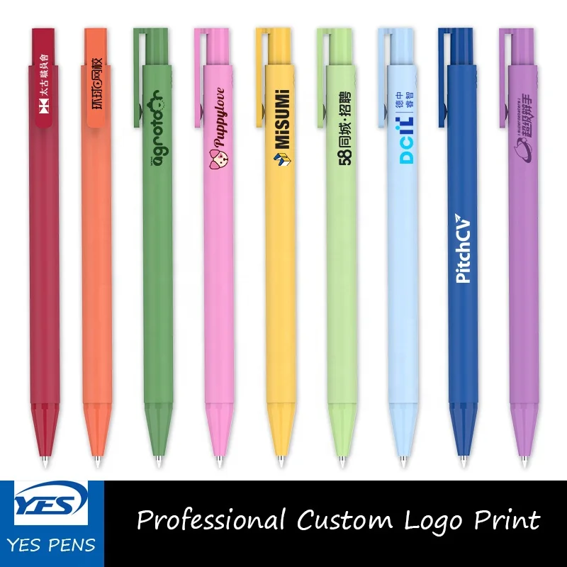 2024 new high quality white plastic branded logo best point ballpoint 0.5mm 0.7 custom design pen