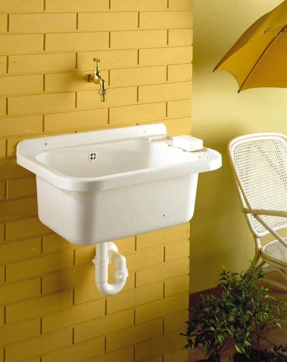 Italy Hot Selling Durable Plastic Utility Sink for Kitchen Cost-Effective with Drain and Overflow Function PP Plastic Garden Use