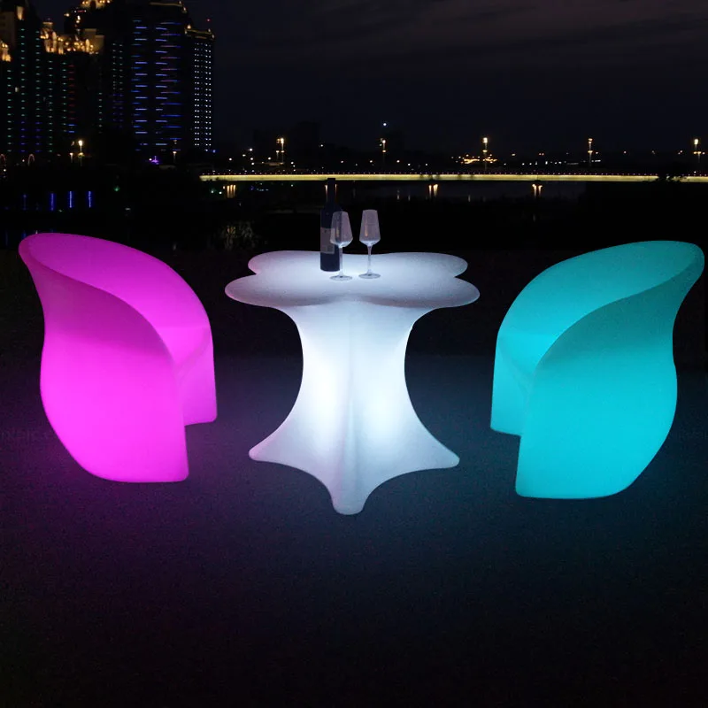 Factory sale cheap plastic tables and chairs rechargeable led bar furniture