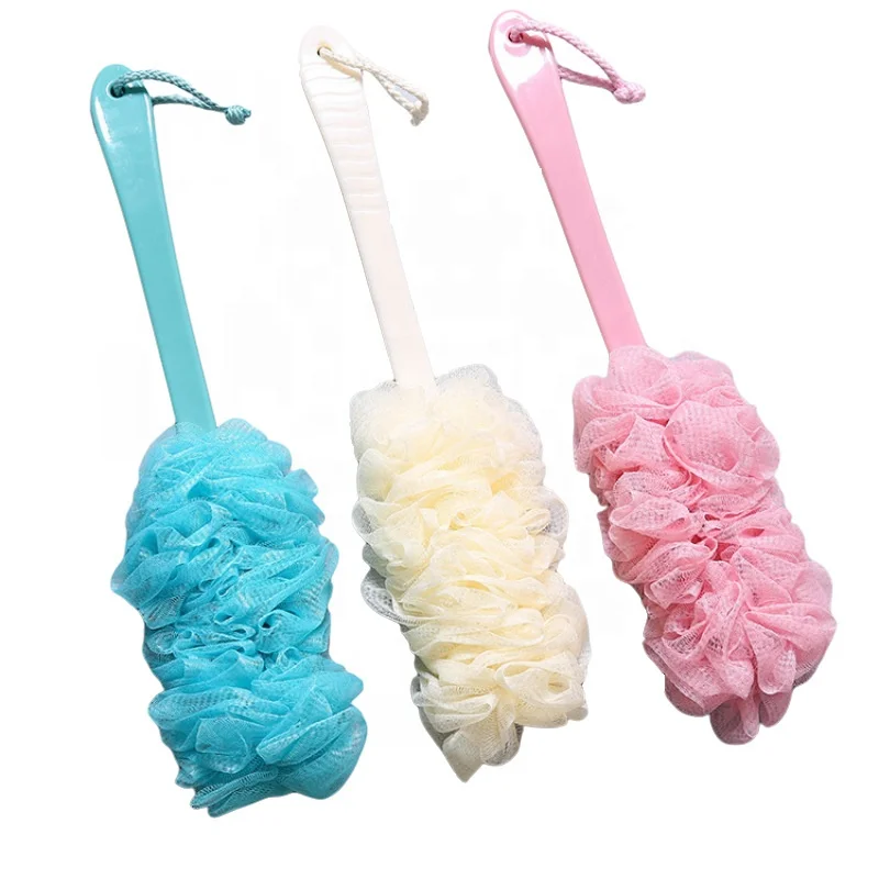 Wholesale Long Handle PE Mesh Loofah Shower Scrubber Exfoliating Luffa Back Bath Body Brush