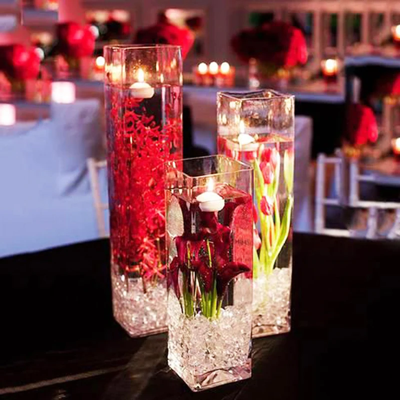 Горячая Распродажа прозрачная прямоугольная квадратная стеклянная ваза для свадебного украшения подсвечник квадратное