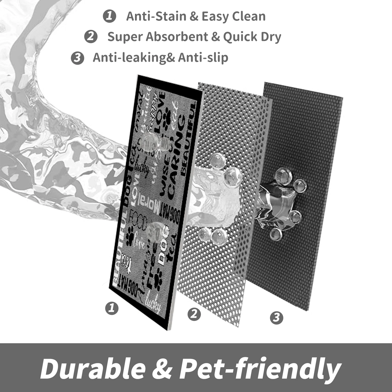 Custom Anti-Slip pet friendly Waterproof Training Pad PU leather floor bed sleeping cooling Pet Bowl Feeding dog cage kennel mat