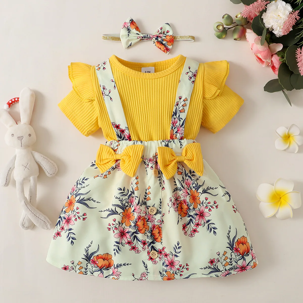 outfit for kids 3 pcs clothing set baby romper headband overall toddler girls dress baby girl clothes