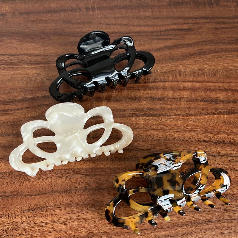 DOWELL wholesale french retro hollow hair accessories acetate large hair claw clips