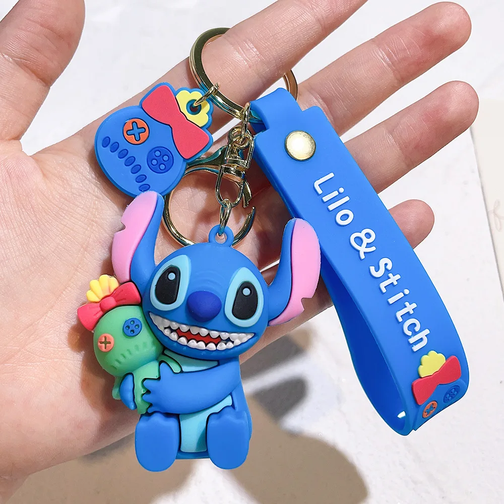Wholesale Cute Lilo and Stitch Soft Touch PVC Key Ring Chain Cartoon Anime character lilo and stitch rubber Cartoon keychain