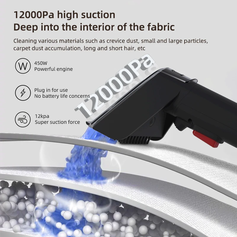 Dry and wet 2-in-1 wired home sofa fabric cleaning hand-held carpet cleaning machine