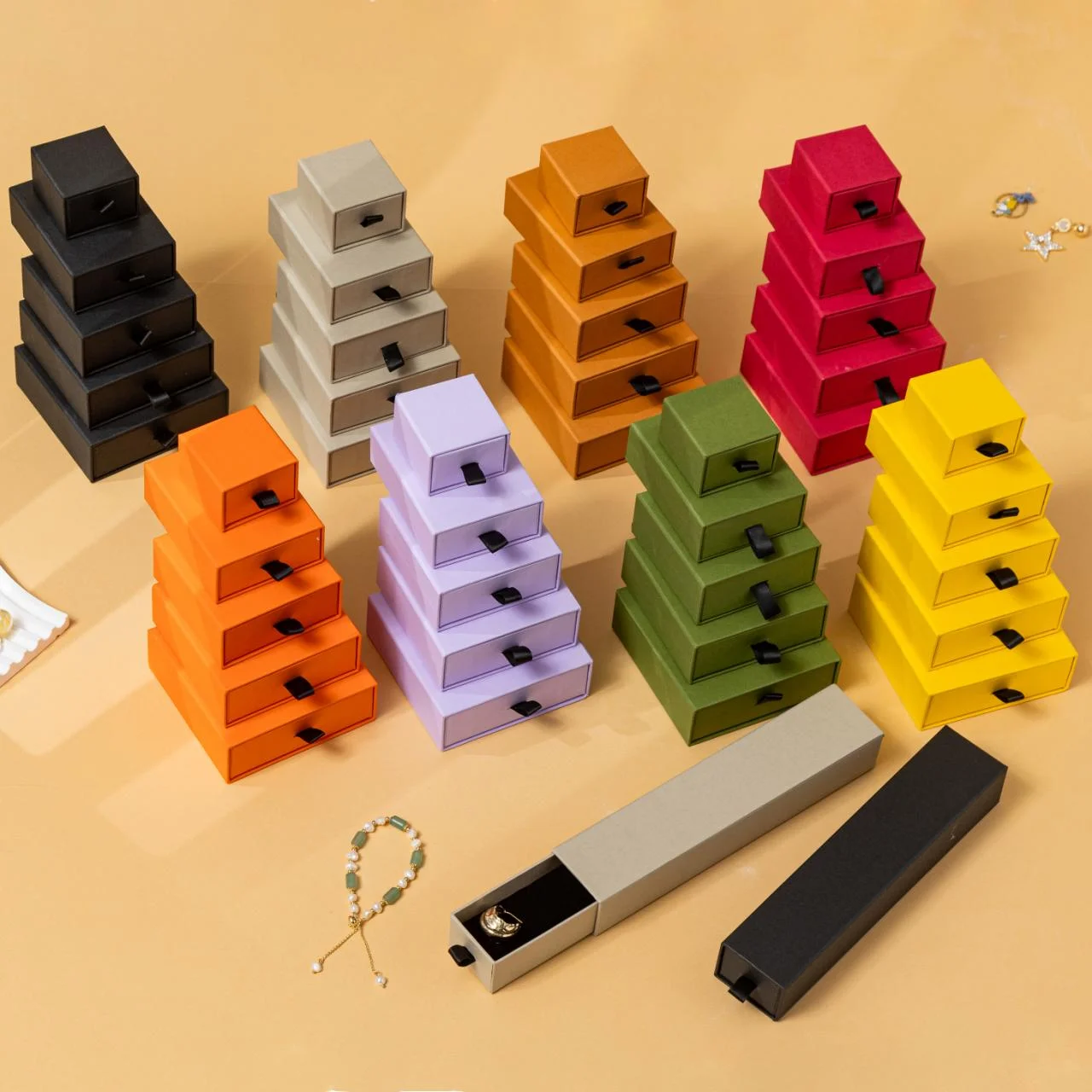 Wholesale In Stock 11 Colors 6 Sizes Colorful Drawer Jewelry Box Decorations For Necklace Earrings Rings Jewelry Gift Box
