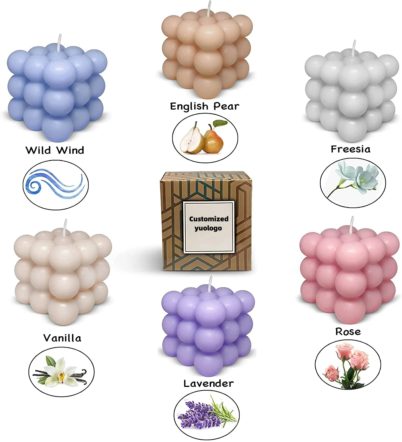 Manufacturer Bubble Cube Home Decor Round Magic 3D Cube Stock Aromatherapy Soy Wax Fragrance Scented Candles