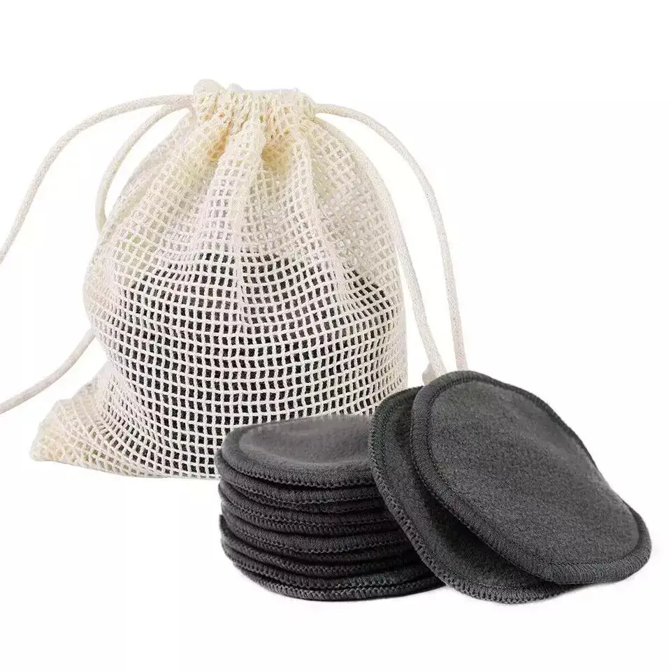 Washable Soft Organic Reusable Microfiber Bamboo Or Bamboo Charcoal Round Shape Facial Makeup Remover Pads Private Label