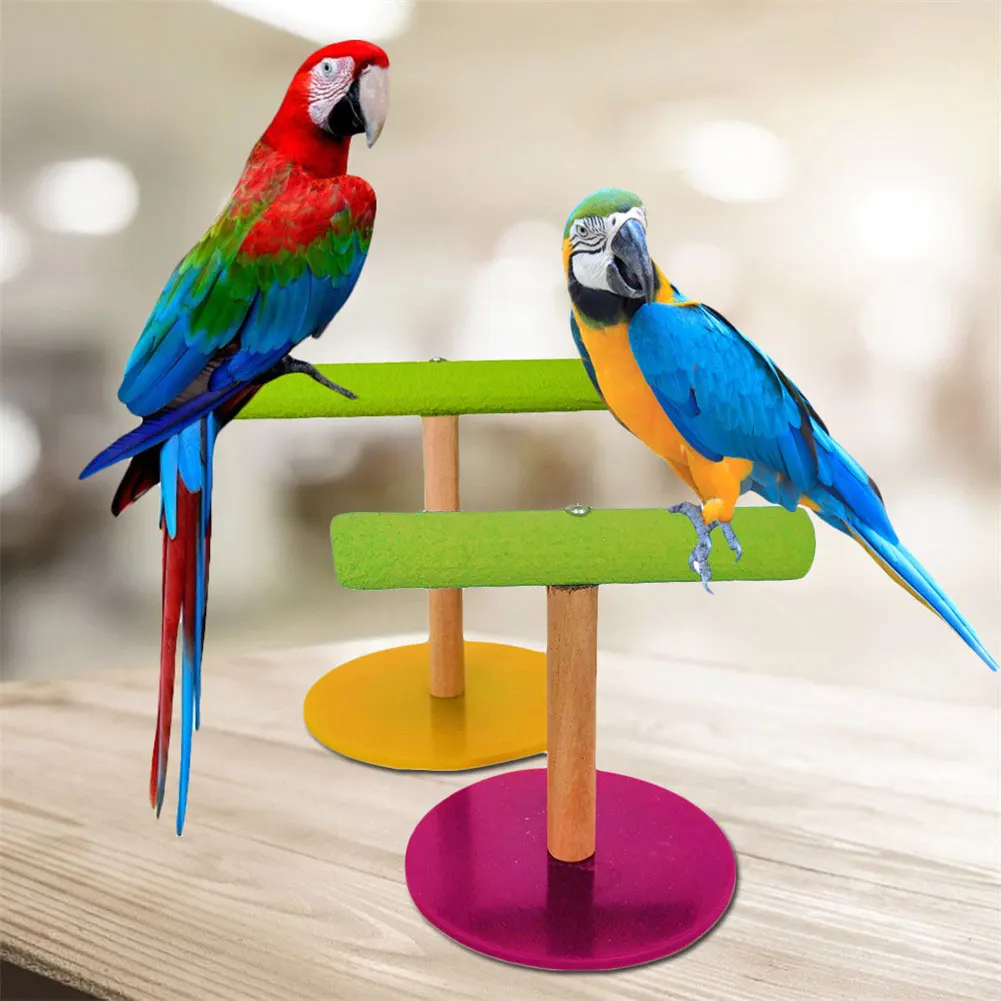 
Parrot Bird Toy Office Wooden Frosted Acrylic Stand Paw Grinding Bites Toy Pet Accessories 