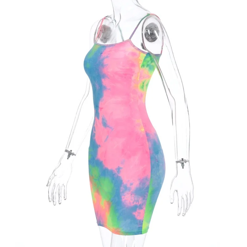 
Fashion Summer Dresses Ladies Women Retro Sling Tight Casual Dress Colorful 