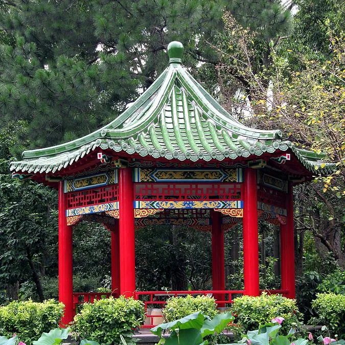 Supply Chinese wooden gazebo hexagonal pavilion and decorative roofing tiles