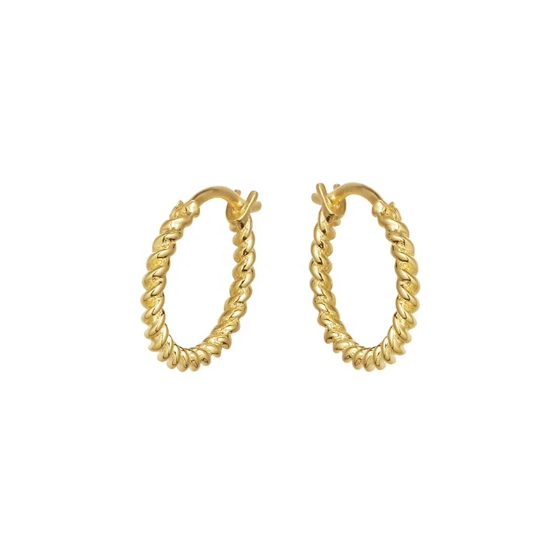 Popular Fashion Gold Hoop Earrings Gypsy Jewelry 925 Silver braid Twisted Hoop Earrings Women