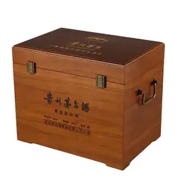 High Quality Luxury Big Custom Logo 6 Bottles Packaging Wooden Wine Box With Metal Handle