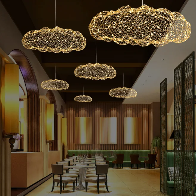 Creative iron net cloud lamp shopping mall clothing store restaurant bar iron chandeliers non-standard engineering custom lamps