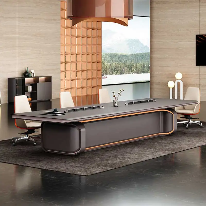 High-End Modern Simple Office Furniture Luxury Boss Table Desk Chair Combination Large Class President Table Atmosphere Modular
