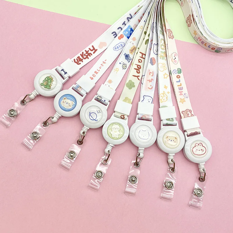 Cartoon Telescopic Easy-To-Pull Lanyard Wholesale Student Card Set Hanger Neck Long Rope Adjustable Badge Card Badge Sling