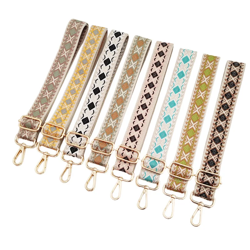 2024 Support mixed wholesale Check Jacquard Ethnic Style Shoulder Bag Strap Crossbody Strap Accessories Adjustable Strap