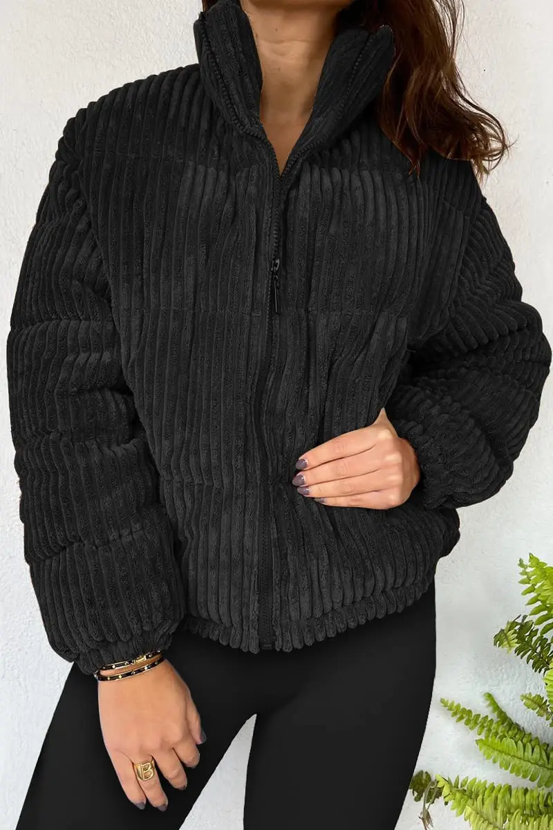 Custom short crop corduroy puffer jacket women 2023 winter duck down warm top coats oversize outwear