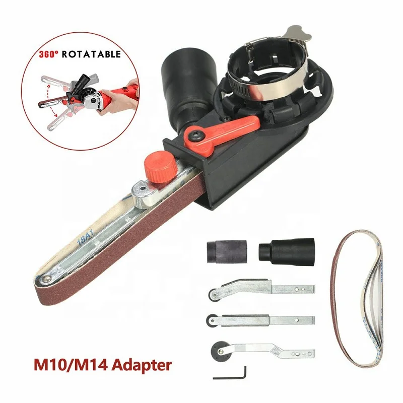 M10/M14 Sanding Belt Adapter Attachment Converting Electric Angle Grinder to Belt Sander Wood Metal Working