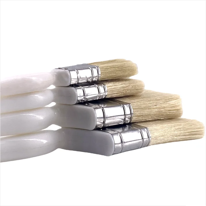 High Quality Pure White Wooden Handle White Bristle Paint Brush for Building Decoration