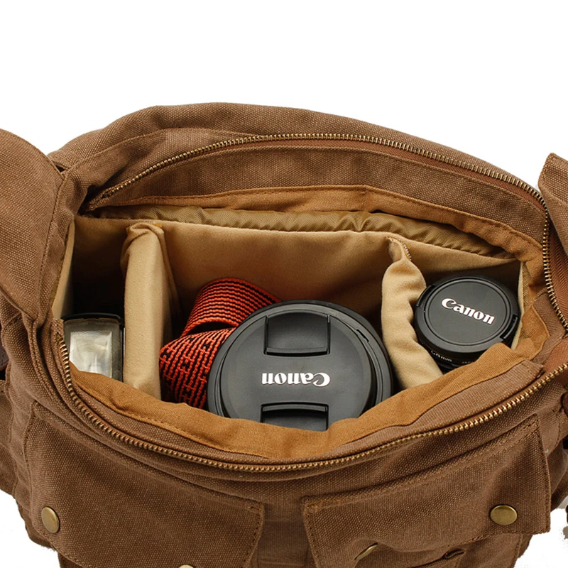 
Liansheng new design shock resistant canvas real leather canon800d case inner camera bag 