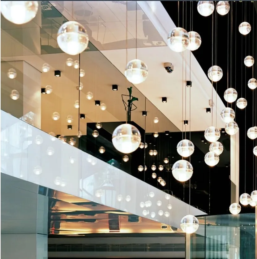 
Large Scale Modern Style Luxury Rain Drop Crystal Ball Chandelier Lighting for Hotel Lobby 
