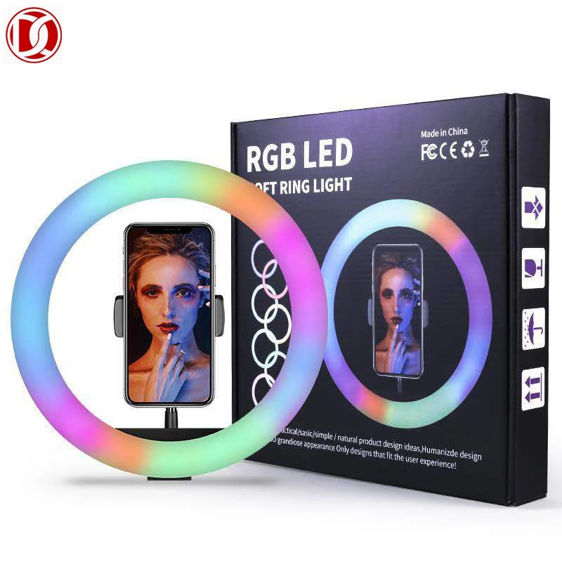 MJ26 RGB LED Selfie Ring Light 26cm Spotlight Fill light lamp Makeup Ringlight Remote Adjustable Dimmable Ring Light Lamp