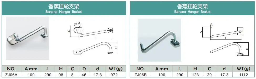 Zinc silver banana hanging wheel bracket for banana hanger bracket